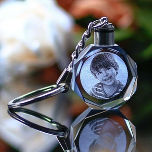 LASER ENGRAVED CRYSTAL GLASS KEY CHAIN