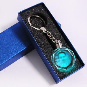 LASER ENGRAVED CRYSTAL GLASS KEY CHAIN