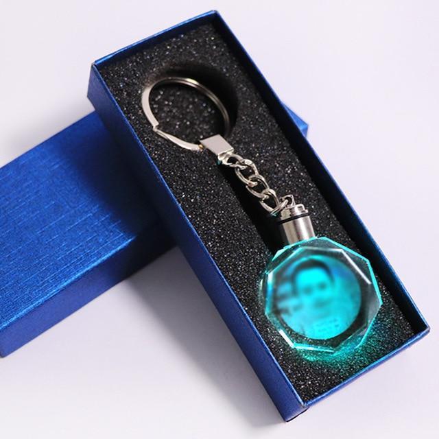 LASER ENGRAVED CRYSTAL GLASS KEY CHAIN