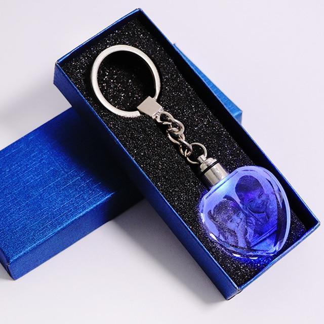 LASER ENGRAVED CRYSTAL GLASS KEY CHAIN
