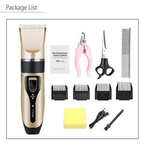 Electrical Dog Hair Trimmer Low-noise Pet Hair Clipper Machine Rechargeable Grooming Cutter Pet Hair Remover Comb+Spare Blade