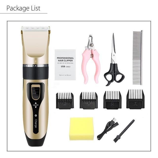 Electrical Dog Hair Trimmer Low-noise Pet Hair Clipper Machine Rechargeable Grooming Cutter Pet Hair Remover Comb+Spare Blade
