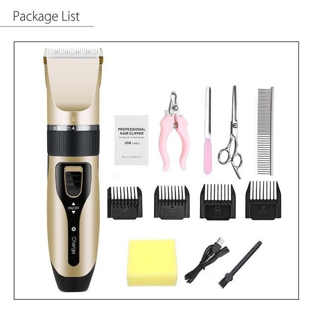 Electrical Dog Hair Trimmer Low-noise Pet Hair Clipper Machine Rechargeable Grooming Cutter Pet Hair Remover Comb+Spare Blade