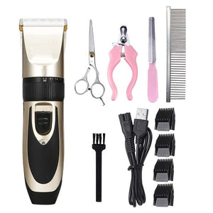 Electrical Dog Hair Trimmer Low-noise Pet Hair Clipper Machine Rechargeable Grooming Cutter Pet Hair Remover Comb+Spare Blade