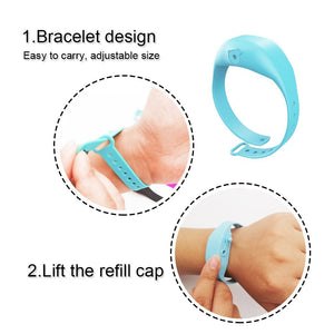 Wristband Hand Dispenser This Wearable Hand Sanitizer Dispenser Pumps Disinfectant  Flexible, durable and smooth to the touchs