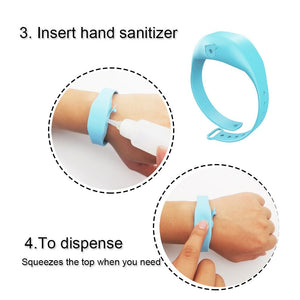 Wristband Hand Dispenser This Wearable Hand Sanitizer Dispenser Pumps Disinfectant  Flexible, durable and smooth to the touchs