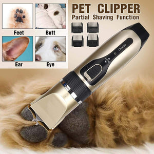 Electrical Dog Hair Trimmer Low-noise Pet Hair Clipper Machine Rechargeable Grooming Cutter Pet Hair Remover Comb+Spare Blade
