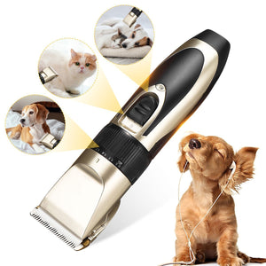 Electrical Dog Hair Trimmer Low-noise Pet Hair Clipper Machine Rechargeable Grooming Cutter Pet Hair Remover Comb+Spare Blade