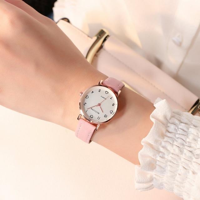 Vintage Small Dial Watch Sweet Leather Strap Wrist Clock